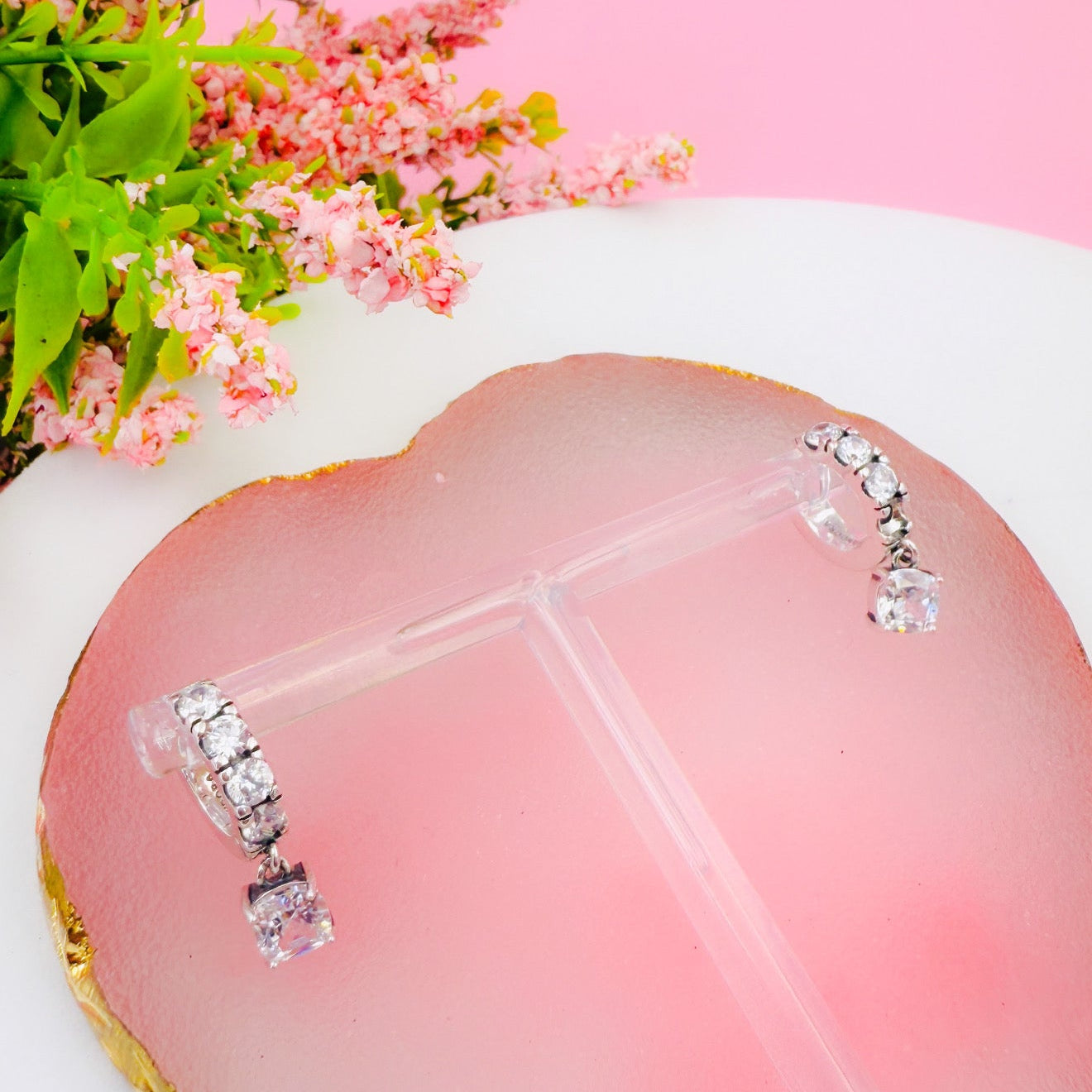 Aretes de Aro Colgante en Pavé