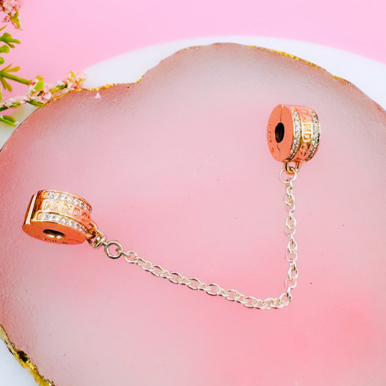 Cadena de Seguridad Logo ROSE GOLD