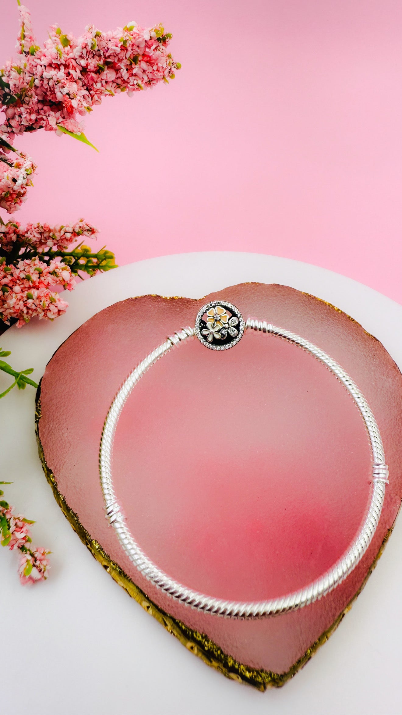 Moments Silver Bracelet with Poetic Blooms Clasp