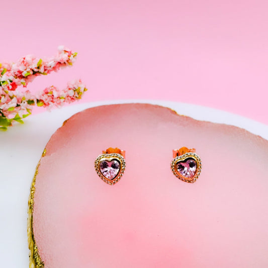 Aretes de corazón de plata rose gold