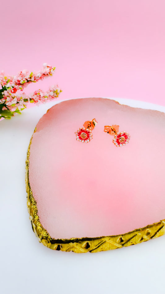 Aretes de flor de margarita rosa
