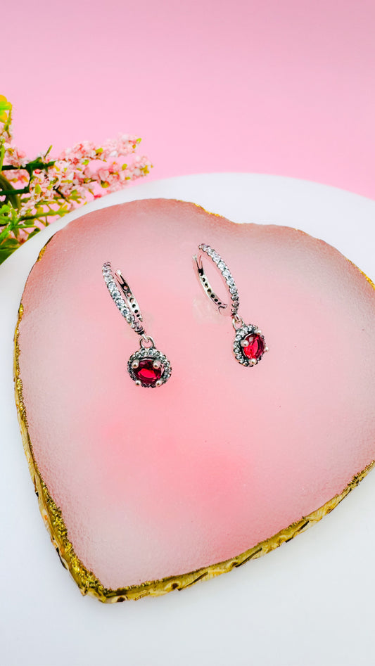 Aritos de Aro Circulo Rojo Brillante