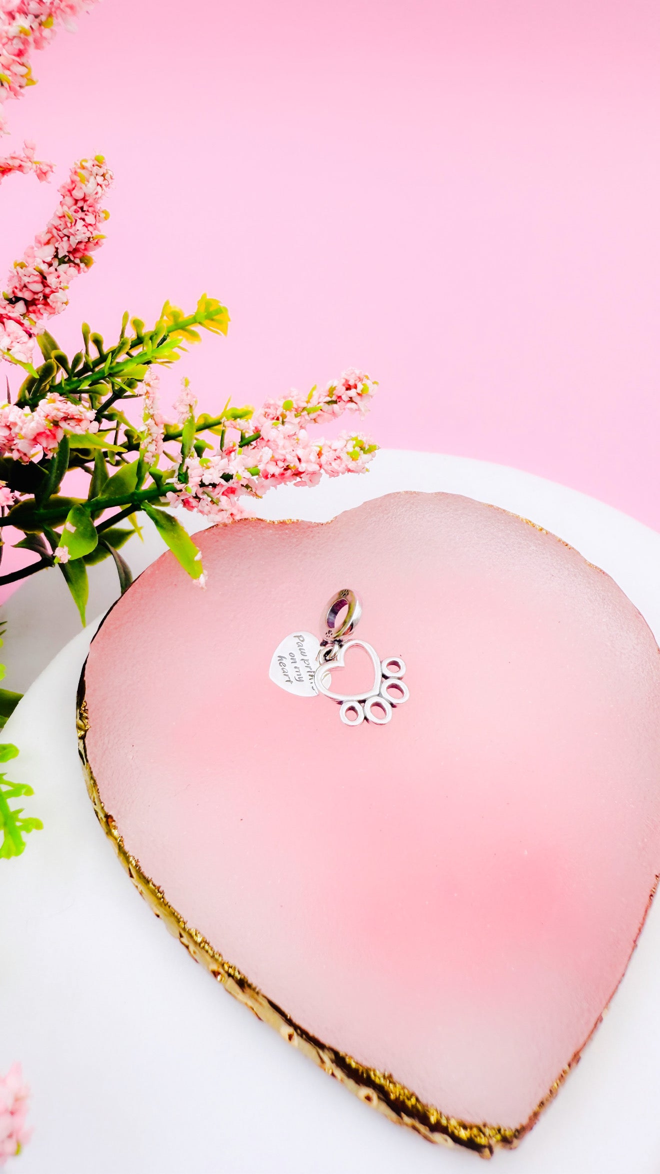 Charm Colgante Corazones y Huellas